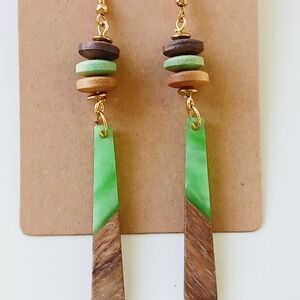 Green and Brown Dangle Earrings